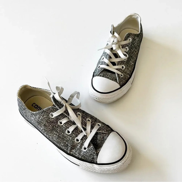 Converse Allstar Silver Sparkle Classic Sneakers Size 6 Women’s Wedding Chucks - Picture 5 of 10